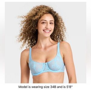 Wild Fable Lace Unlined Balconette Bra Heirloom Blue